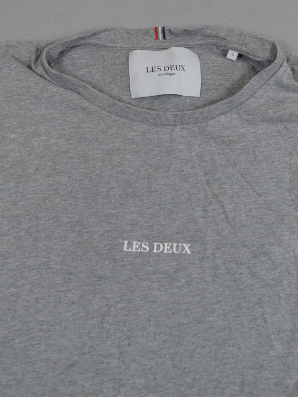 π€ Les Deux Long Sleeve T Shirt Gray Logo Minimalist Cotton Large - Picture 4 of 12